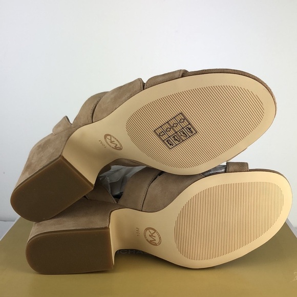 NEW Michael Kors Annalee Mid Suede Ankle Strap Peep Toe Sandals Heels 10 - Picture 9 of 10